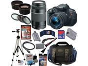 Canon EOS Rebel T5i 18.0 MP CMOS Digital Camera with EF-S 18-55mm f/3.5-5.6 IS STM Zoom Lens + EF 75-300mm f/4-5.6 III Telephoto Zoom Lens + Telephoto & Wide An