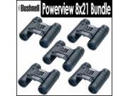 Bushnell Powerview 8X21 Folding Roof Prism Binoculars 132514 Kit Of 5