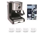 Capresso EC100 Pump Espresso and Cappuccino Machine + 3 oz Ceramic Tiara Espresso Cup and Saucer (Set of 4) + Urnex Coffee/ Espresso Descaler