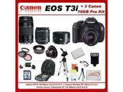Canon EOS Rebel T3i Digital 18 MP CMOS SLR Camera Body (600D) W/ 5 Extra Lens+3 Piece Filter Kit+1 Battery and charger +16gb Sdhc Memory Card + Soft Carrying Cas