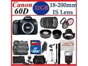 Canon EOS 60D Body SLR Digital Camera with Canon EF-S 18-200mm f/3.5-5.6 IS Lens + Huge 32GB Complete Accessory Package