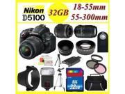 Ultimate Zoom KIT! Nikon D5100 Digital SLR Camera w/18-55mm Lens + 55-300mm Lens + Full Accessory KIT