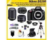 Nikon D5100 16.2MP CMOS Digital SLR Camera with 3-inch Vari-Angle LCD Monitor 5 Lens Sports Package! With many Accesories