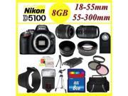 Nikon D5100 Digital SLR Camera w/ 18-55mm + 55-300mm lens + HQ Wide &amp; Telephoto Lens! With Full ACCESORY-KIT