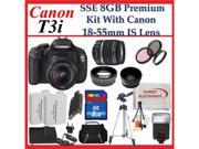 Canon EOS Rebel T3i SLR Digital Camera with Canon 18-55mm Is Lenses with Wide Angle Macro Lens, 2x Telephoto Lens and Accessory Package