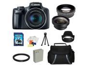 Canon PowerShot SX50 HS Digital Camera Kit. Includes: 0.45X Wide Angle Lens, 2X Telephoto Lens, Lens Hood, 16GB Memory Card, Extended Life Replacement Battery,