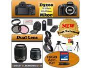 Nikon D5200 24.1 MP Digital SLR Camera (Black) With Nikon 18-55mm Lens, And 55-200mm Lens including our Huge Accessory Package