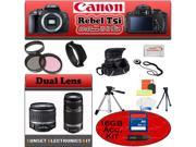 Canon Rebel T5i Black 18.0 MP Digital SLR Camera With 18-55mm IS Lens With Canon 55-250mm IS Lens & Simple Accessory Package
