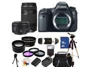 Canon EOS 6D (N) Version Digital SLR Camera with 75-300mm f/4.0-5.6 III USM & 50mm f/1.8 II Lenses. Includes: Wide Angle & Telephoto Lenses, 3 Piece Filter Kit