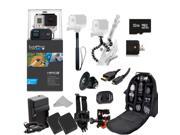 GoPro HERO3+ Black Edition Camera (CHDHX-302) + Action Pro Series All In 1 Outdoors Kit Designed for flat surface - helmet biking, skydiving, surfing, horseback