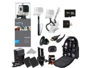 GoPro HERO3+ Silver Edition Camera (CHDHN-302) + Action Pro Series All In 1 Outdoors Kit Designed for flat surface - helmet biking, skydiving, surfing, horsebac