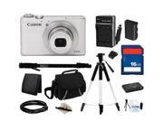 Canon Everything You Need Kit 6799B001 - PowerShot S110 White Approx. 12.1 MP 5X Optical Zoom 24mm Wide Angle Digital Camera HDTV Output