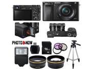 Sony Alpha A6000 Mirrorless Digital Camera with 16-50mm Lens (Black) Essential Bundle
