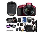 Nikon D5300 Digital SLR Camera Red With 18-140mm Lens & 55-200mm VR Kit