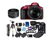 Nikon D5300 Digital SLR Camera Red With 18-140mm Lens & 50mm 1.8D Kit 2