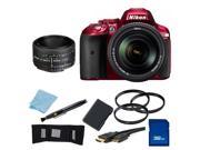 Nikon D5300 Digital SLR Camera Red With 18-140mm Lens & 50mm 1.8D Kit 1