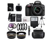 Nikon D3300 1532 Black Digital SLR Camera with 18-55mm VR Lens Advanced 16GB Bundle