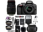 Nikon D3300 1532 Black Digital SLR Camera with 18-55mm VR Lens & Sigma 70-300mm Lens Essential 16GB Bundle