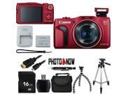 Canon PowerShot SX700 HS 9339B001 Red 16.1 MP 25mm Wide Angle Digital Camera HDTV Output With Essential Bundle