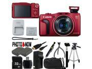 Canon PowerShot SX700 HS 9339B001 Red 16.1 MP 25mm Wide Angle Digital Camera HDTV Output With Advanced Bundle