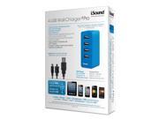 ISOUND USB 4 port Wall Charger Pro for iPad iPhone iPod Smartphones MP3 Players Digital Cameras Blue. Model ISOUND 2153