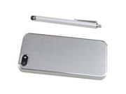 Luxury Brushed Aluminum Chrome Hard Case for iPhone 5 5G Stylus Silver