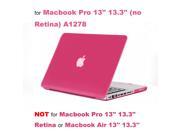 Rubberized Hard Case Laptop Shell Keyboard Skin Screen Protector for Apple Macbook Pro 13�? 13.3�? not Retina A1278 Rose Red