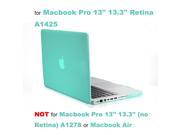 Rubberized Hard Case Laptop Shell Keyboard Skin Screen Protector for Apple Macbook Pro 13 13.3�? Retina Display A1425 Turquoise