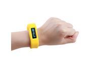 Bluetooth Smart Sports Pedometer Bracelet Soft Comfortable Silicone Wrist Band Yellow Android APP Sync