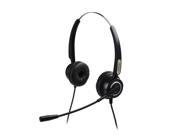 AGPtek Hands Free Call Center Binaural Telephone Headset with Noise Canceling Electrical Condenser Microphone Universal for Desk Telephone Black