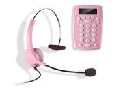 Business Call center Telephone with Noise Cancelling Headset Pink