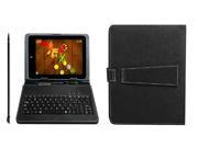 PU Leather Carrying Case For 10 inch Tablet Stand w/ USB Keyboard and Stylus Pen