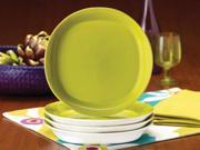 Rachael Ray Set of 4 Round Square Salad Plates Green Apple