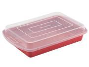 Silverstone 9x13 in. Ceramic Nonstick Cake Pan with Lid Red