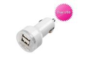 White Universal Dual USB Car Charger Adapter Plug Mobile Cell Phones Electronics