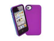 Solid Purple and Light Blue Contour Silicone Case Screen Film For iPhone 4 4S