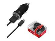 Black MICRO USB Car Charger Retail Packaged USB Port Smart IC Chip Cell Phone
