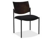 Lorell Armless Guest Chair Vinyl Black Seat Wood Espresso Plywood Back Steel Frame