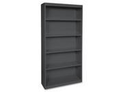 Steel Bookcase 5 Shelf 34 1 2 x12 5 8 x72 Black