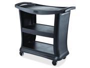 Rubbermaid 9T68 Executive Service Cart 3 Shelf 300 lb CapacityPlastic 38.9 x 20.3 Black