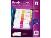 Ready Index Customizable Table of Contents Multicolor Dividers 5 Tab Letter