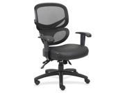 Lorell Mesh Back Leather Executive Chair Black Silver Leather Black Seat 27 x 27 x 40.5 Overall Dimension