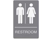 ADA Sign Restroom Symbol Tactile Graphic Molded Plastic 6 x 9 Gray