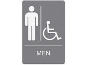 ADA Sign Men Restroom Wheelchair Accessible Symbol Molded Plastic 6 x 9 Gray