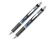 Pentel EnerGel RTX Retractable Liquid Gel Pen Medium Pen Point Type 0.7 mm Pen Point Size Needle Pen Point Style Black Ink Black Silver Barrel 2 P