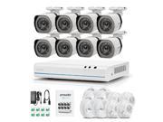 Zmodo 8CH HDMI NVR 8 Bullet Outdoor 720P HD SPoE IP Security Camera System No HDD Pre Installed