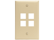 LEVITON 41080 4IP 4 Port QuickPort R Wall Plate Ivory
