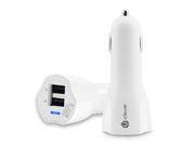 2.4Amps / 12W Dual USB Universal Car Charger for Apple, Android, Tablets (White)