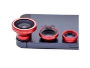 Red Mini 3in1 Fish Eye Lens Wide Angle Macro Camera Lens For iPhone 6 5 5C 5S 4S 4 3GS iPad mini iPad 4 3 2 Samsung Galaxy S4 S3 Note3 2