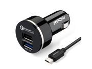 Mpow Quick Charge 2.0 30W 2 Ports USB Car Charger Adapter XSmart 5V 2.4A Quick Charge 12V 1.5A 9V 2A 5V 2A with an 20AWG 3.3FT Micro USB Cable for Smartphone